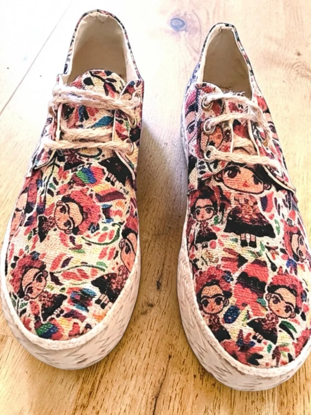 Zipolite Espadrilles Handcrafted Mexico Frida Kahlo Floral Print 25.5 Like New
